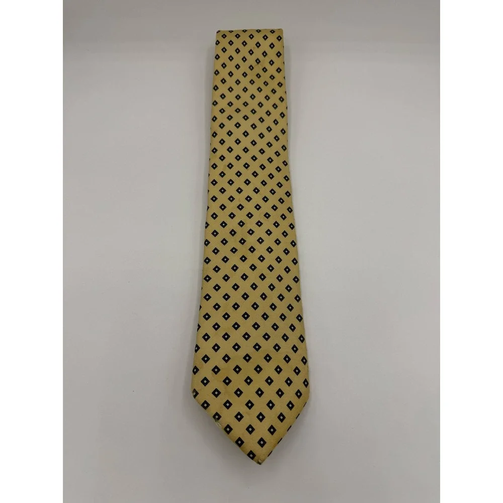 Terry & Juden Co Ltd New‎ Orleans Mens Silk Tie Yellow Geometric Diamond Pattern
